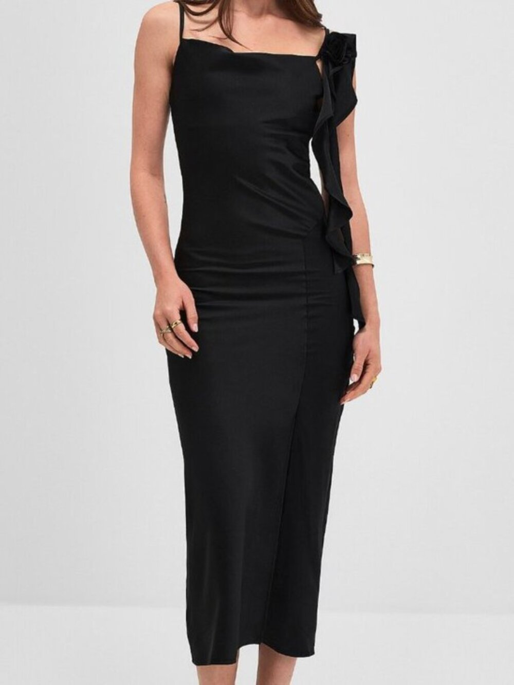 NWT 3D rose satiny maxi dress - Picture 2 of 3